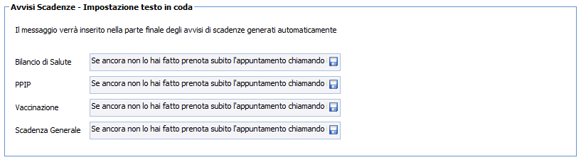 2. Testo coda avvisi scadenze